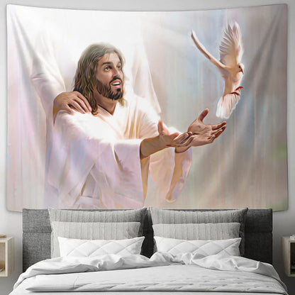 Father Son Holy Spirit - Religious Wall Decor - Christian Wall Tapestry - God Tapestry - Ciaocustom