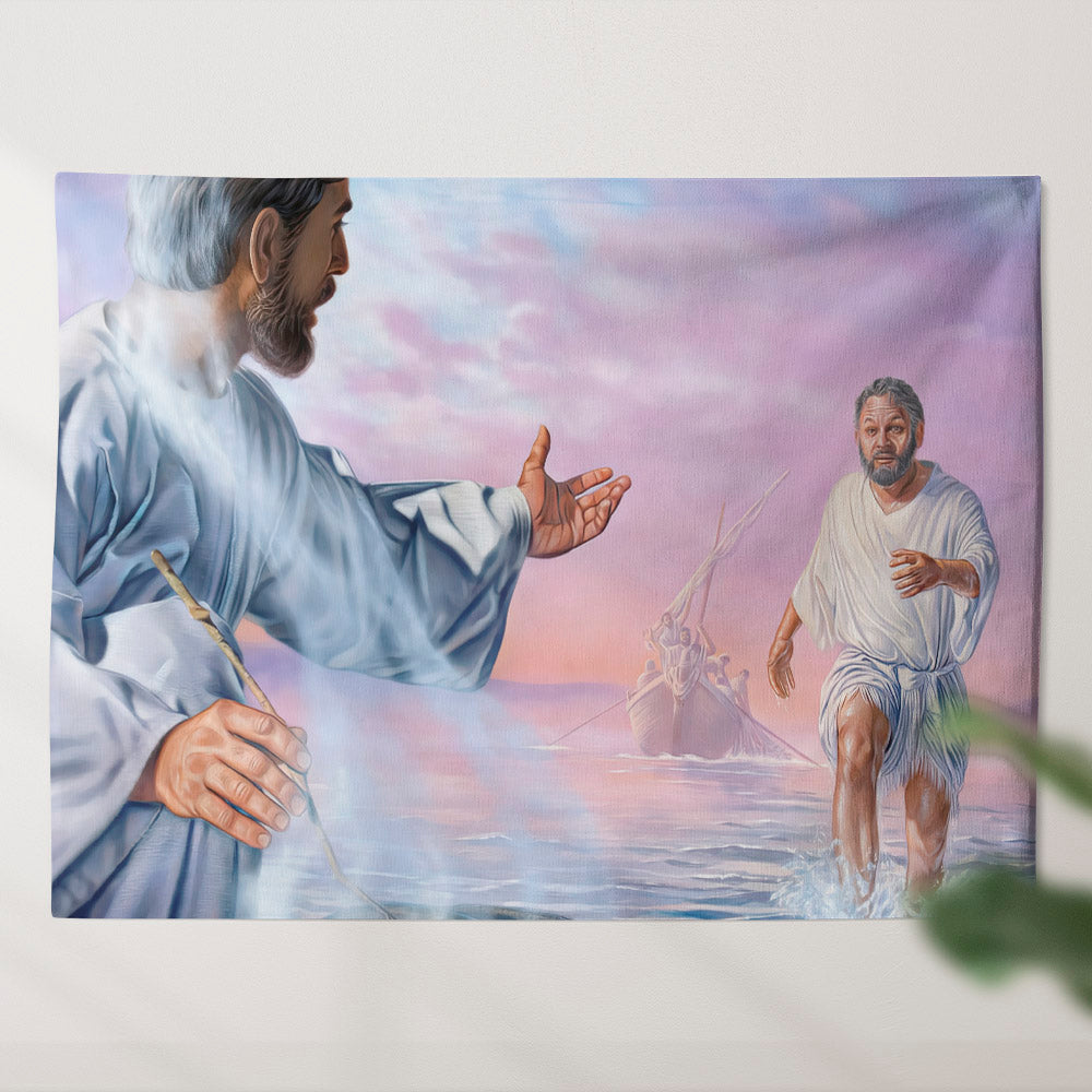 Jesus' Sea of Galilee - Religious Wall Decor - Christian Tapestry Wall Hanging - God Tapestry - Ciaocustom