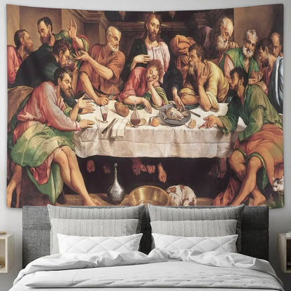 The Last Supper by Jacopo Bassano - Christian Tapestry - Jesus Wall Tapestry - Religious Tapestry Wall Hangings - Bible Verse Tapestry - Ciaocustom