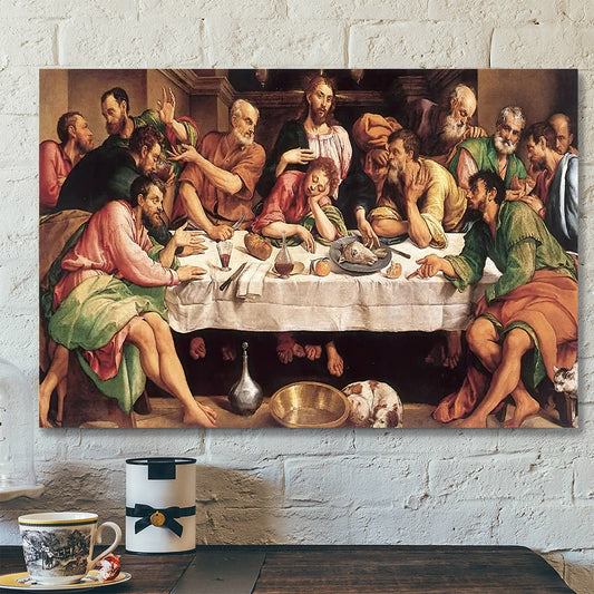 The Last Supper by Jacopo Bassano - Jesus Painting On Canvas - Religious Posters - Christian Canvas Prints - Religious Wall Art Canvas - Ciaocustom