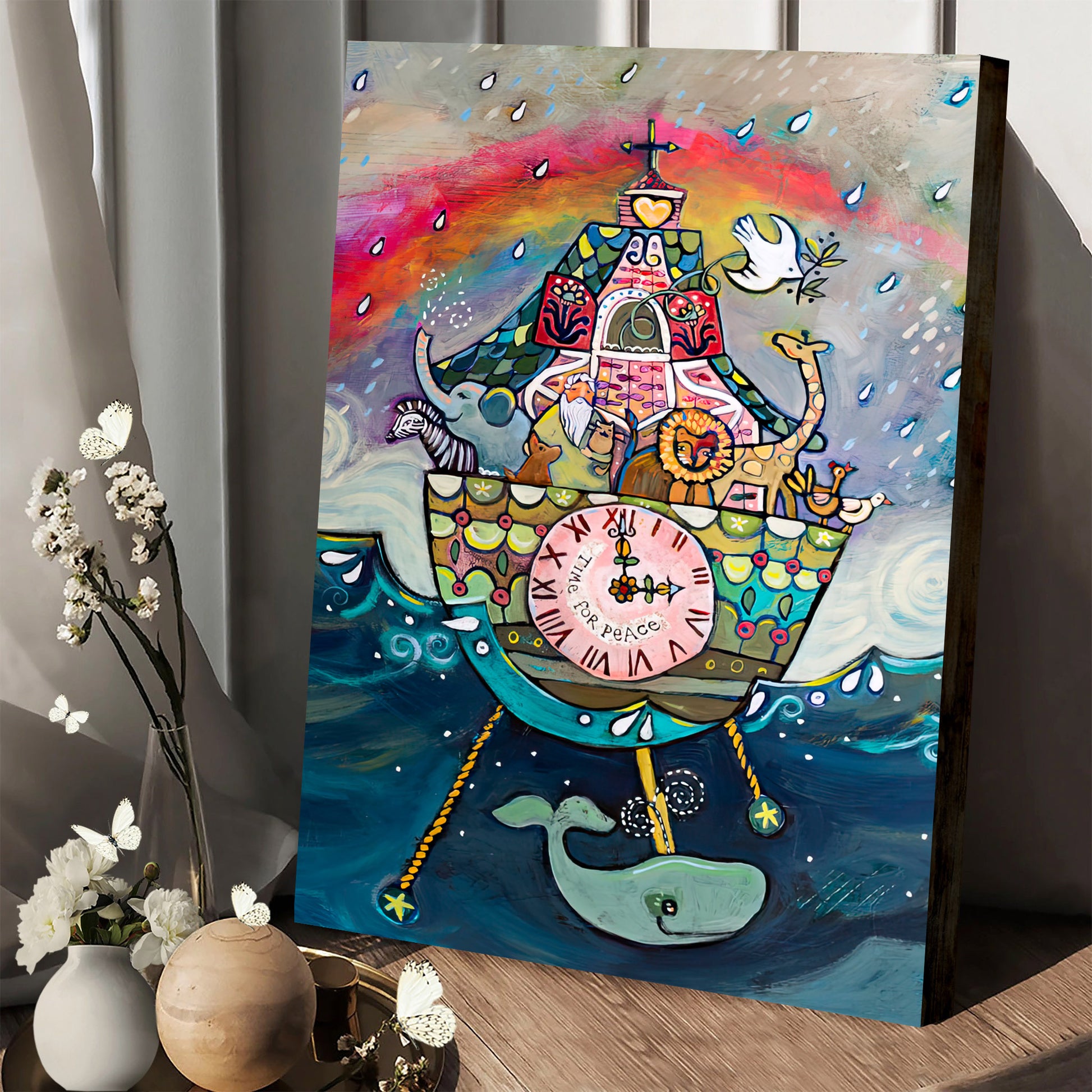 Noah's Ark Cuckoo Clock Wall Art - Religious Canvas Prints - Ciaocustom