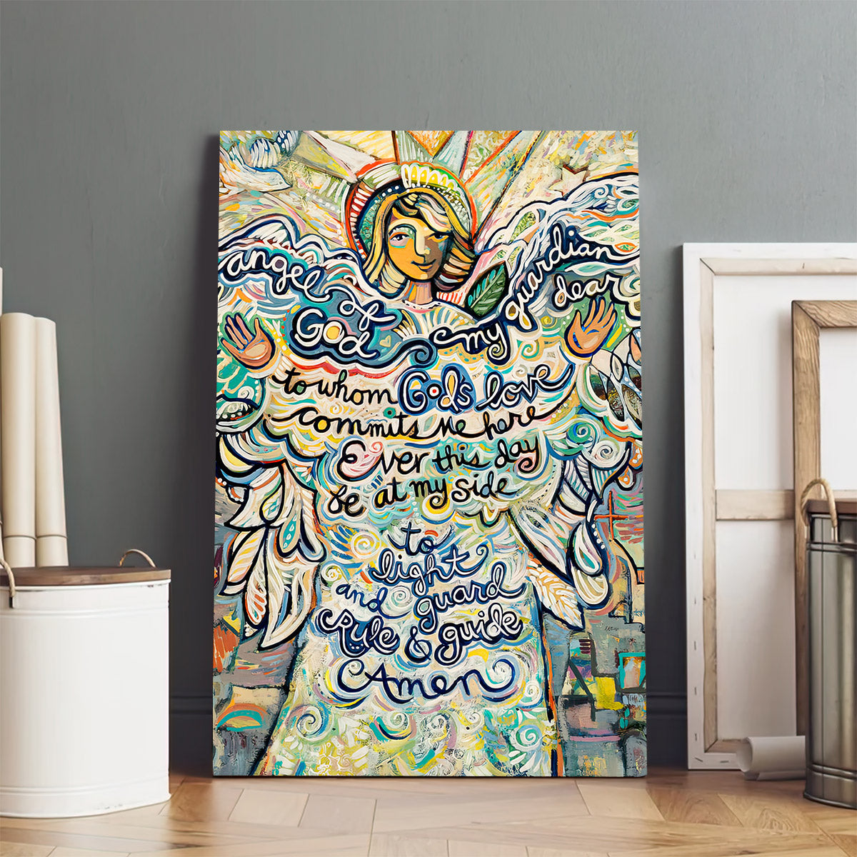 Guardian Angel Canvas Wall Art - Religious Wall Decor - Ciaocustom