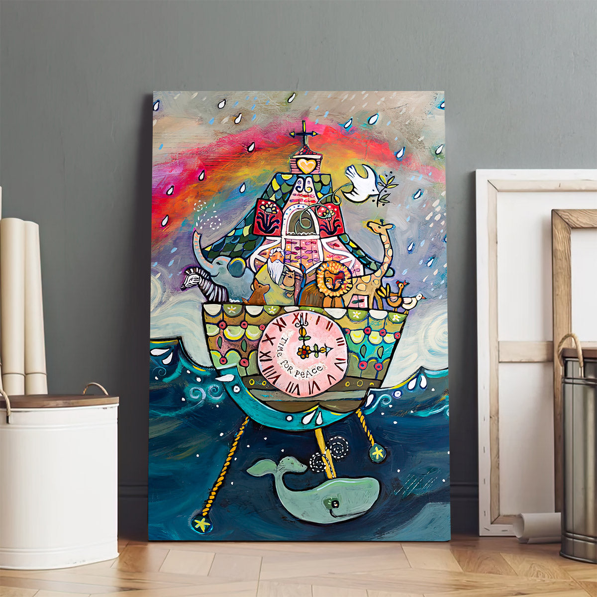 Noah's Ark Cuckoo Clock Wall Art - Religious Canvas Prints - Ciaocustom