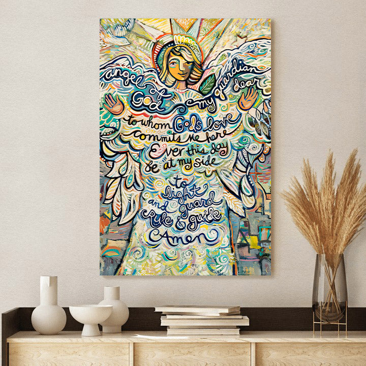 Guardian Angel Canvas Wall Art - Religious Wall Decor - Ciaocustom