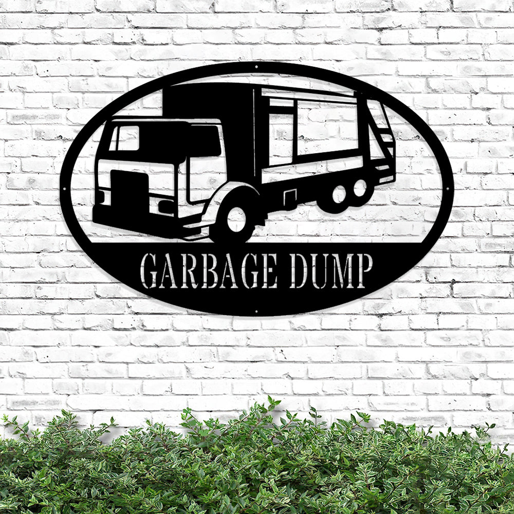 Custom Side Garbage Metal Sign - Personalized Metal Truck Wall Art - Metal Truck Decor - Gifts For Truck Drivers