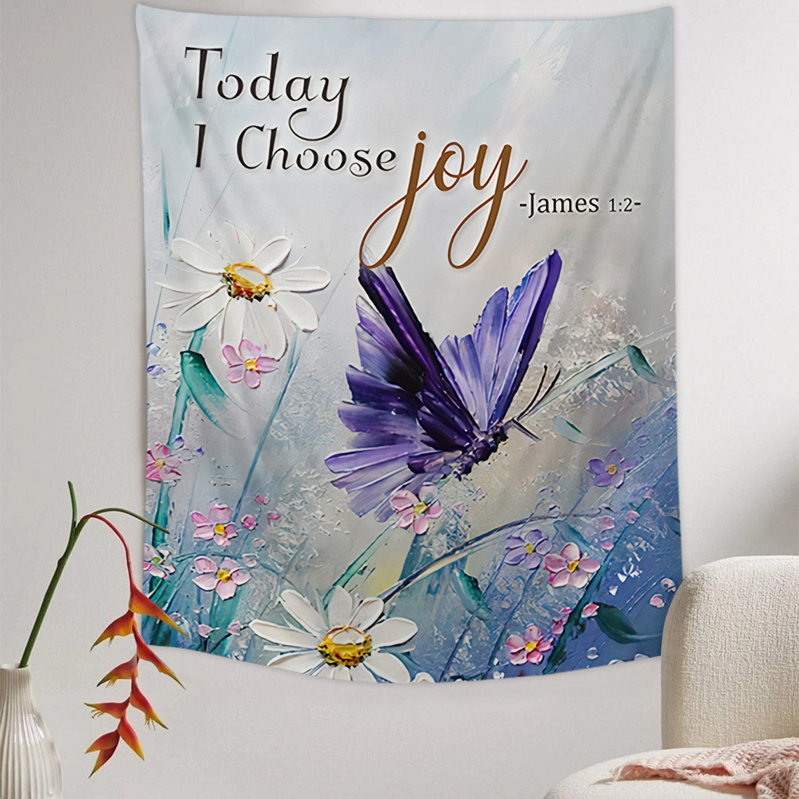 Today Is Choose Joy Tapestry - Christian Tapestry - Religious Tapestry - Bible Verse Wall Tapestry - Jesus Christ Tapestry Wall Art - Ciaocustom