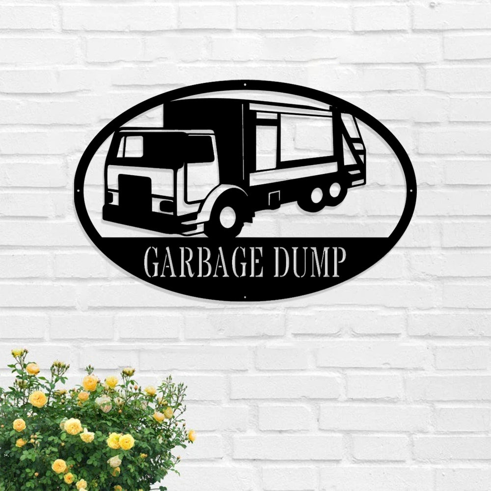 Custom Side Garbage Metal Sign - Personalized Metal Truck Wall Art - Metal Truck Decor - Gifts For Truck Drivers