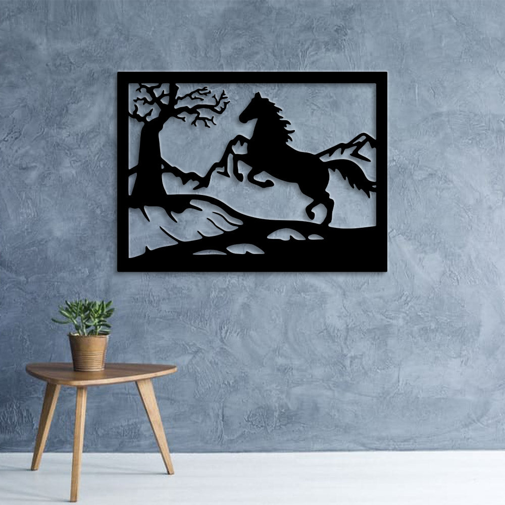 Standing Horse In Mountain Scene Metal Wall Art - Horse Mountain Metal Sign - Metal Horse Decor - Horse Wall Decor - Horse Lover Gift - Ciaocustom