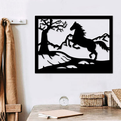 Standing Horse In Mountain Scene Metal Wall Art - Horse Mountain Metal Sign - Metal Horse Decor - Horse Wall Decor - Horse Lover Gift - Ciaocustom