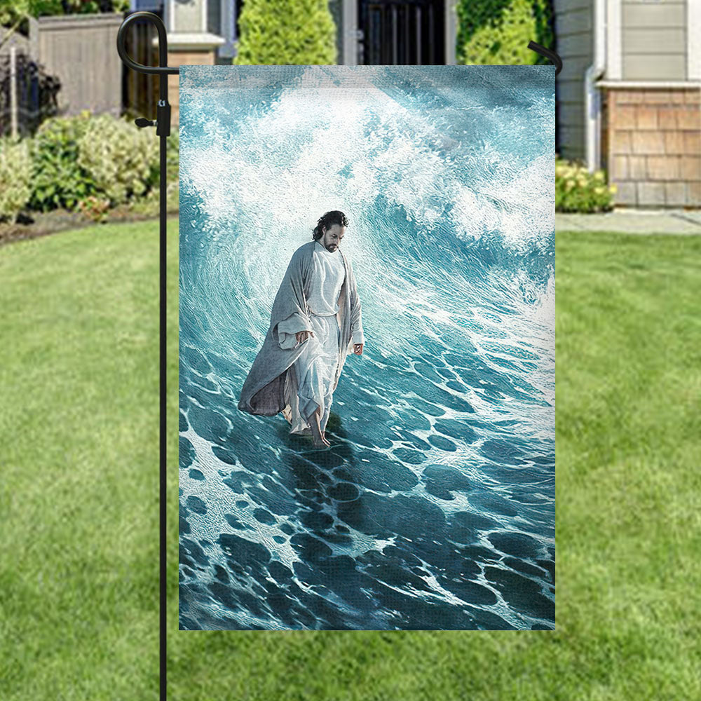 Jesus Walk On Water - Christian's Flag - Garden Decor - Garden Flag Stand - Christian Gift - Ciaocustom