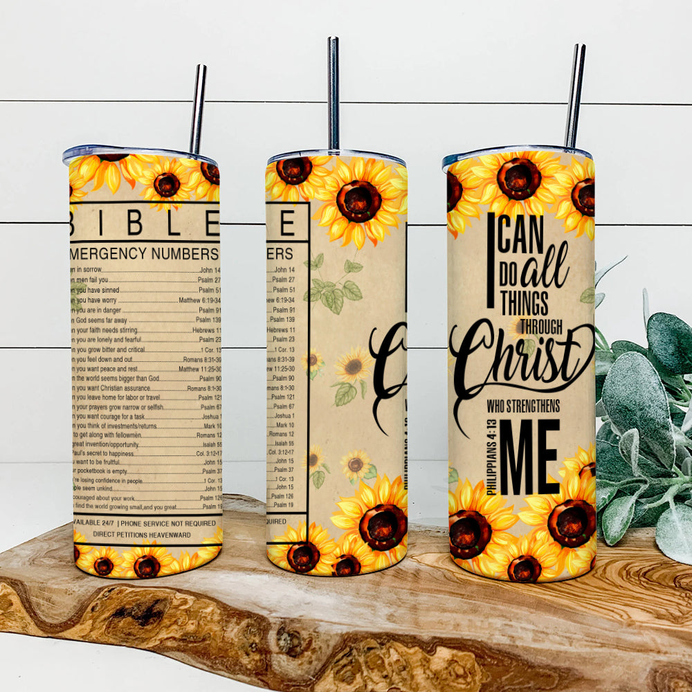 I Can Do All Things Things Through Christ - Jesus Tumbler - Stainless Steel Tumbler - 20 oz Skinny Tumbler - Tumbler For Cold Drinks - Ciaocustom