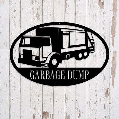 Custom Side Garbage Metal Sign - Personalized Metal Truck Wall Art - Metal Truck Decor - Gifts For Truck Drivers