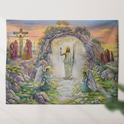 Jesus Tapestry - Resurrection Of Jesus Christ - Bible Verse Wall Tapestry - Religious Tapestry - Christian Wall Tapestry - Ciaocustom