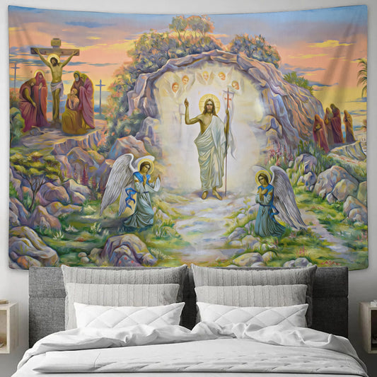 Jesus Tapestry - Resurrection Of Jesus Christ - Bible Verse Wall Tapestry - Religious Tapestry - Christian Wall Tapestry - Ciaocustom