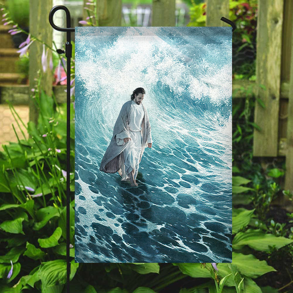 Jesus Walk On Water - Christian's Flag - Garden Decor - Garden Flag Stand - Christian Gift - Ciaocustom