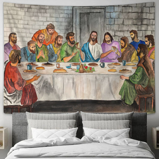 Jesus And The Last Supper - Christian Wall Tapestry - Jesus Wall Tapestry - Religious Tapestry Wall Hangings - Bible Verse Tapestry - Religious Tapestry - Ciaocustom