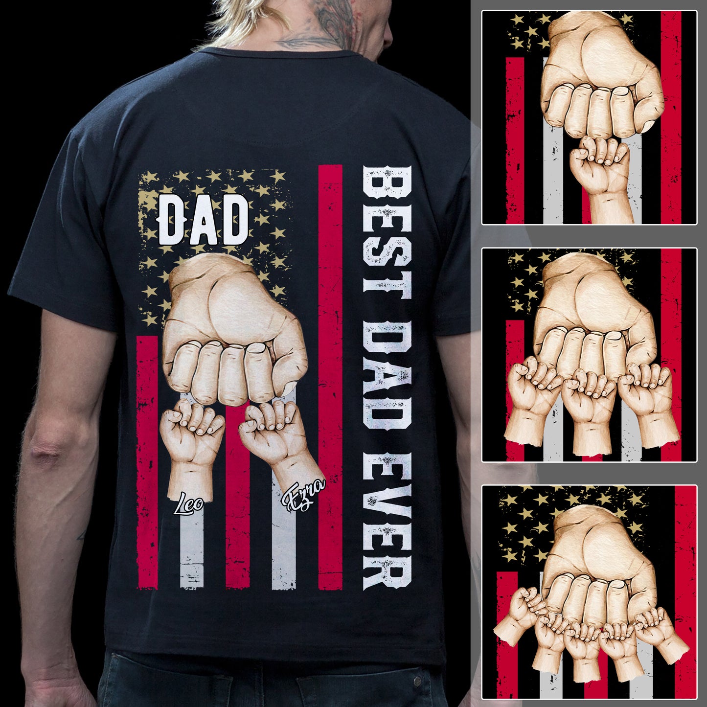 Personalized Papa T shirt - Best Dad Ever Shirt - Custom Name Dad & Kids Hands Shirt - 4th of July Papa Shirt - Father Day Shirt - Ciaocustom