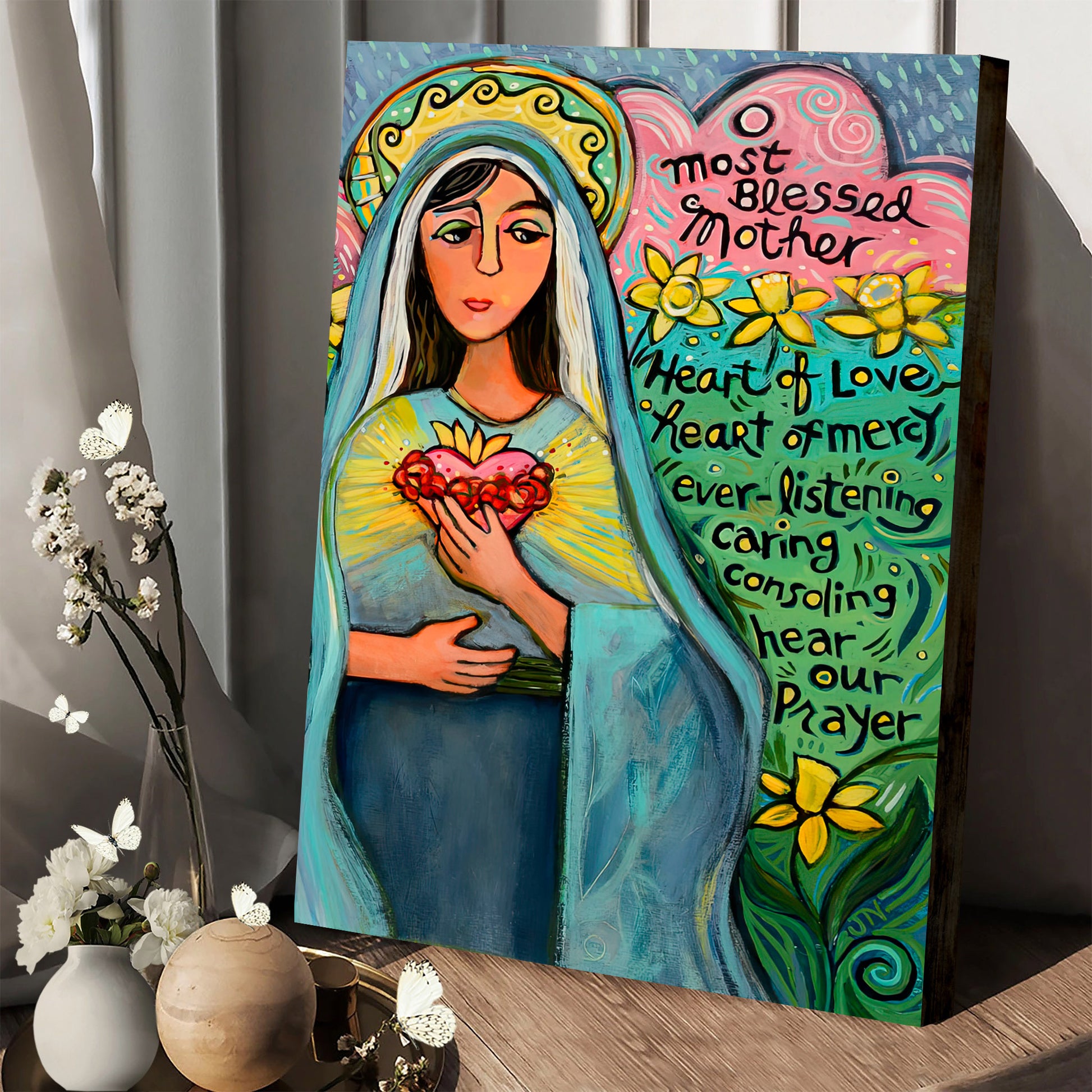Immaculate Heart Of Mary Canvas Poster - Religious Wall Decor - Ciaocustom