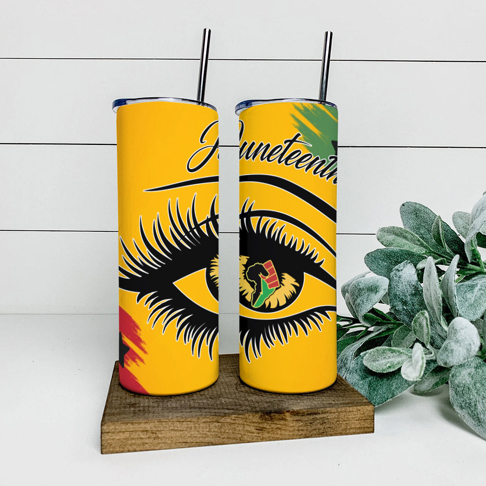 Flag - Juneteenth Tumbler - Stainless Steel Tumbler - 20 oz Skinny Tumbler - Tumbler For Cold Drinks - Ciaocustom