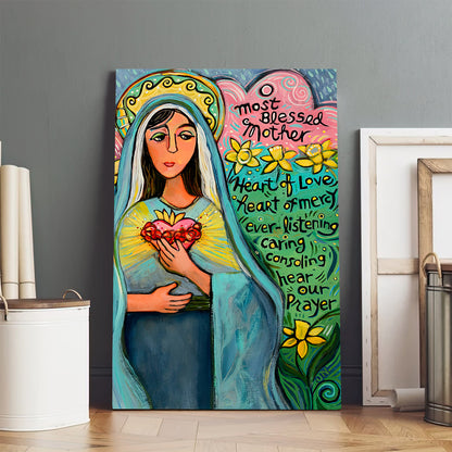 Immaculate Heart Of Mary Canvas Poster - Religious Wall Decor - Ciaocustom