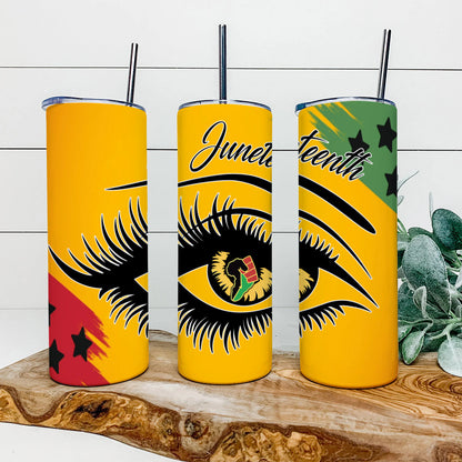 Flag - Junteenth Tumbler - Stainless Steel Tumbler - 20 oz Skinny Tumbler - Tumbler For Cold Drinks - Ciaocustom