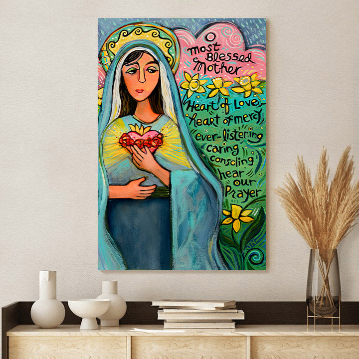 Immaculate Heart Of Mary Canvas Poster - Religious Wall Decor - Ciaocustom