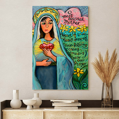 Immaculate Heart Of Mary Canvas Poster - Religious Wall Decor - Ciaocustom