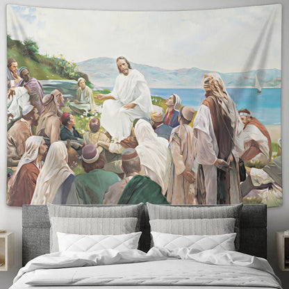 Sermon On The Mount - Christian Tapestry Wall Hanging - God Tapestry -  Religious Wall Decor - Ciaocustom