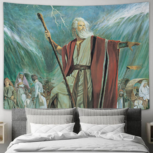Moses Parting Of The Red Sea - Christian Tapestry Wall Hanging - God Tapestry -  Religious Wall Decor - Ciaocustom