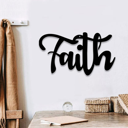 Faith Wall Art - Faith Metal Sign - Faith Metal House Sign - Faith Script Metal Sign - Metal Wall Art for Living Room - Ciaocustom