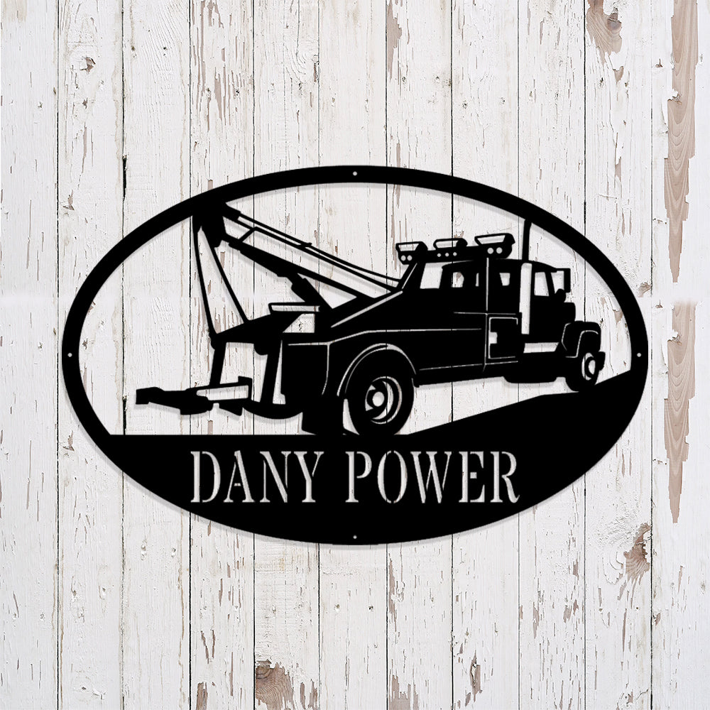 Custom Tow Truck Metal Sign - Personalized Metal Truck Wall Art - Metal Truck Decor - Gifts For Truck Drivers