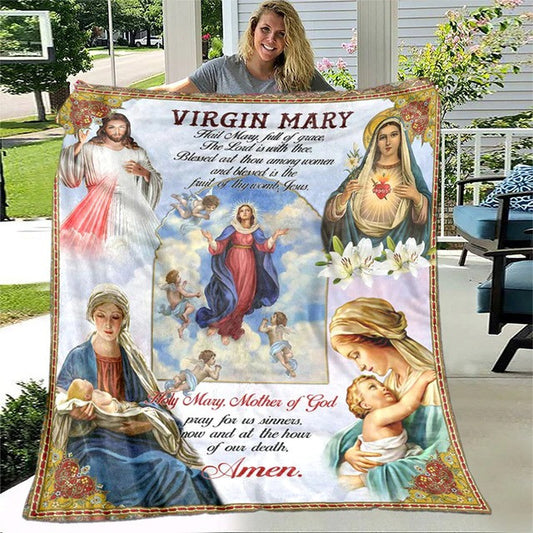 Virgin Mary Throw Blanket - Fail Mary Full Of Grace - Blanket Of Virgin Mary - Virgin Mary Blanket - Gift Ideas For Christians - Ciaocustom