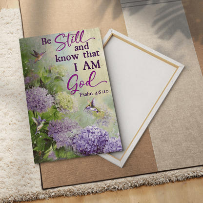Be Still And Know That I Am God, Flower, Hummingbird, God Canvas, Christian Wall Art