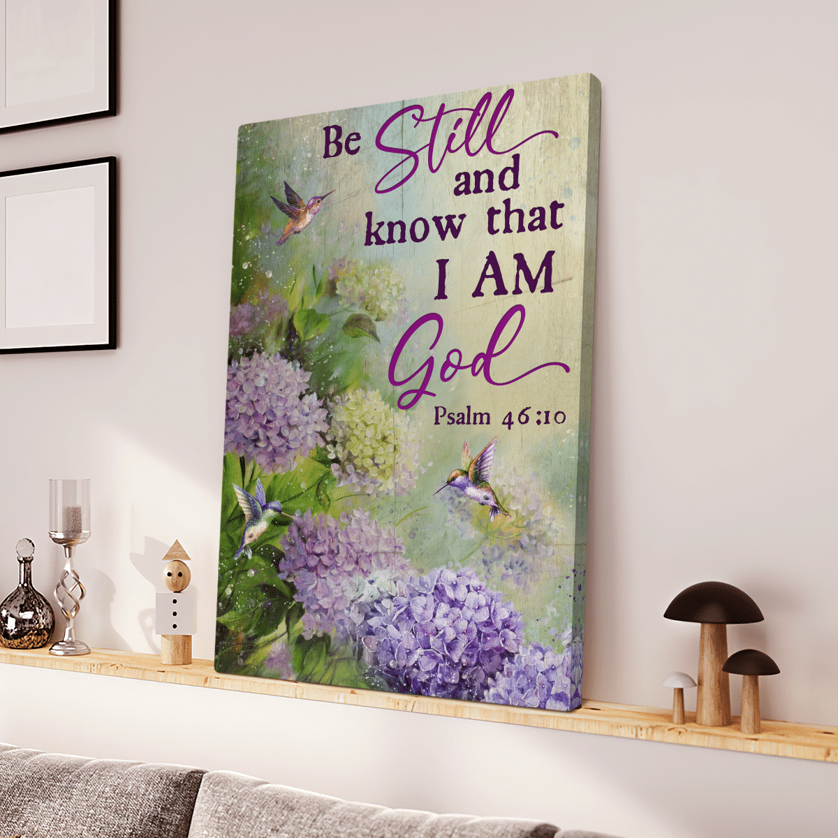 Be Still And Know That I Am God, Flower, Hummingbird, God Canvas, Christian Wall Art