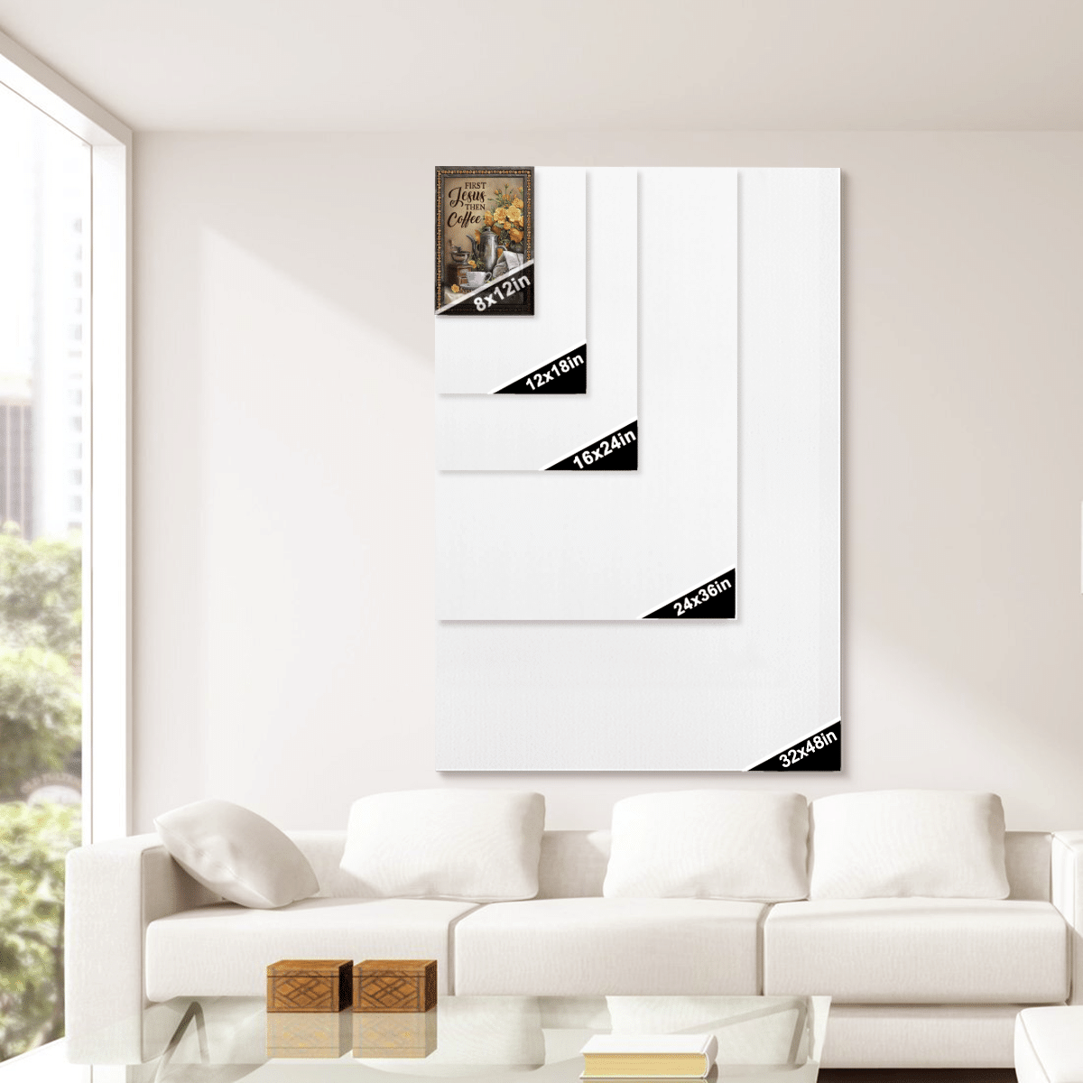 First Jesus Then Coffee, Flower, Cafe, Cup, God Canvas, Christian Wall Art