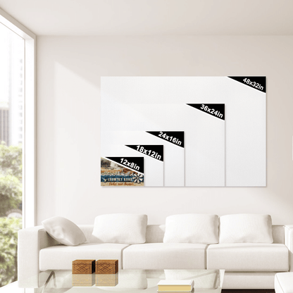 Country Road Take Me Home, Old Car, Countryside, Hummingbird, Flower, God Canvas, Christian Wall Art