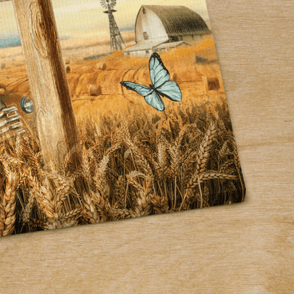 Worry Ends When Faith Begins, Old Car, Butterfly, Countryside, God Canvas, Christian Wall Art