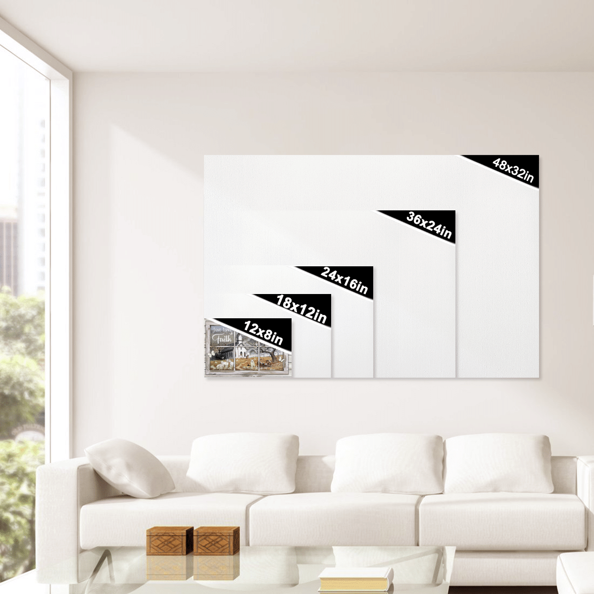 Just Have Faith, White Church, Sheep, Butterfly, Countryside, God Canvas, Christian Wall Art