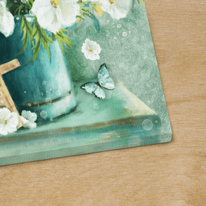 Amazing Grace, Flower, Cross, Book, Butterfly, God Canvas, Christian Wall Art