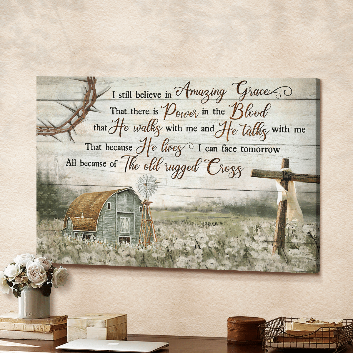 Jesus Amazing Grace Landscape Canvas, Poster - Wall Art