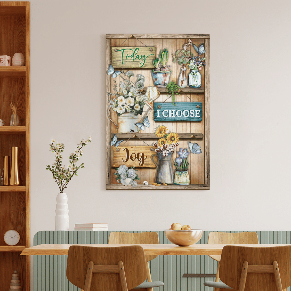 Today I Choose Joy, Flower, Butterfly, God Canvas, Christian Wall Art