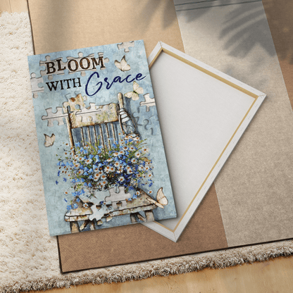 Bloom With Grace, Flower, Butterfly, God Canvas, Christian Wall Art