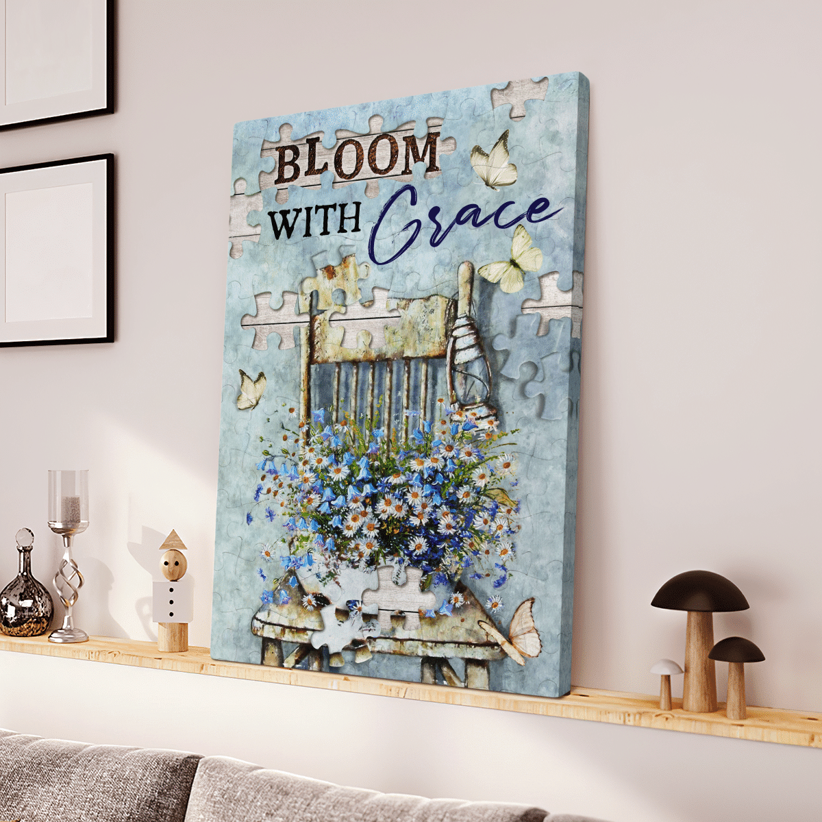 Bloom With Grace, Flower, Butterfly, God Canvas, Christian Wall Art