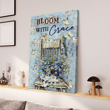 Bloom With Grace, Flower, Butterfly, God Canvas, Christian Wall Art