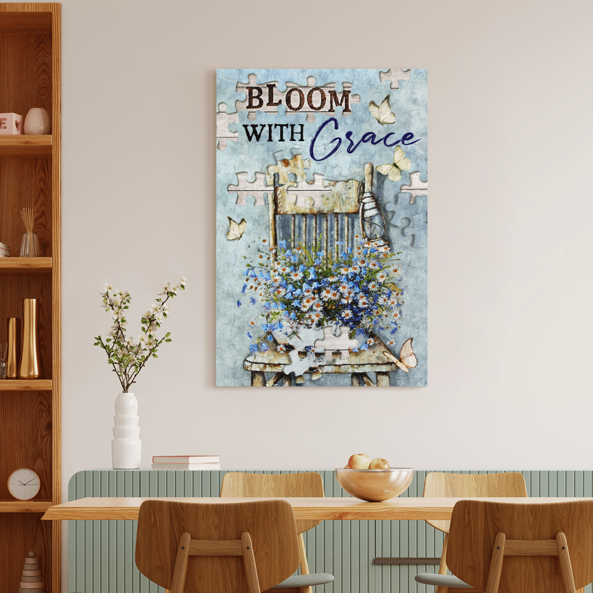 Bloom With Grace, Flower, Butterfly, God Canvas, Christian Wall Art