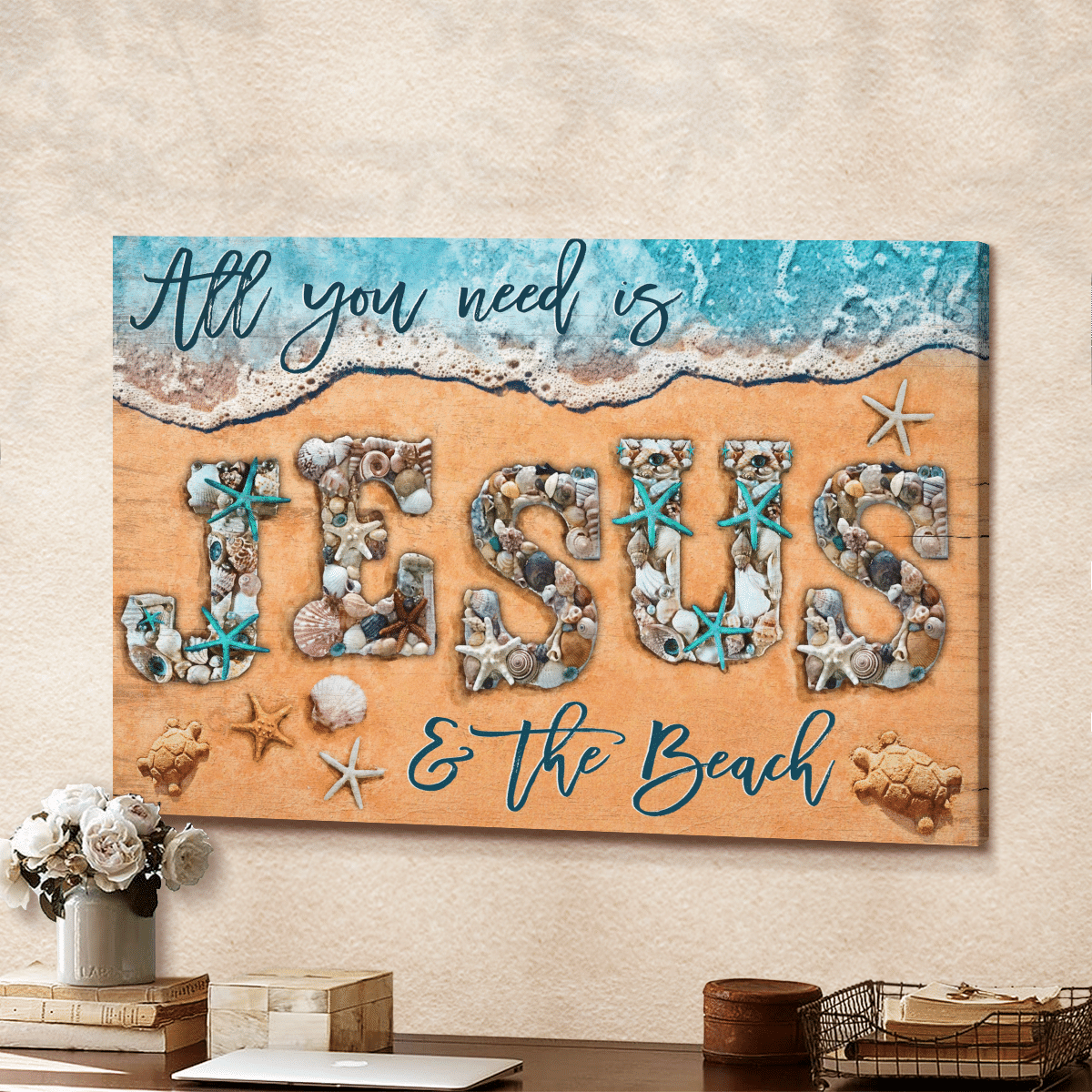 All You Need Is Jesus And The Beach, God Canvas, Christian Wall Art