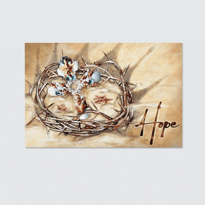 Hope, Seashell Cross, Crown Of Thorns, Sand, God Canvas, Christian Wall Art, Home Decor