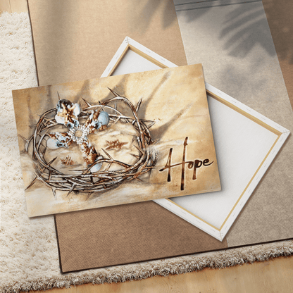 Hope, Seashell Cross, Crown Of Thorns, Sand, God Canvas, Christian Wall Art, Home Decor