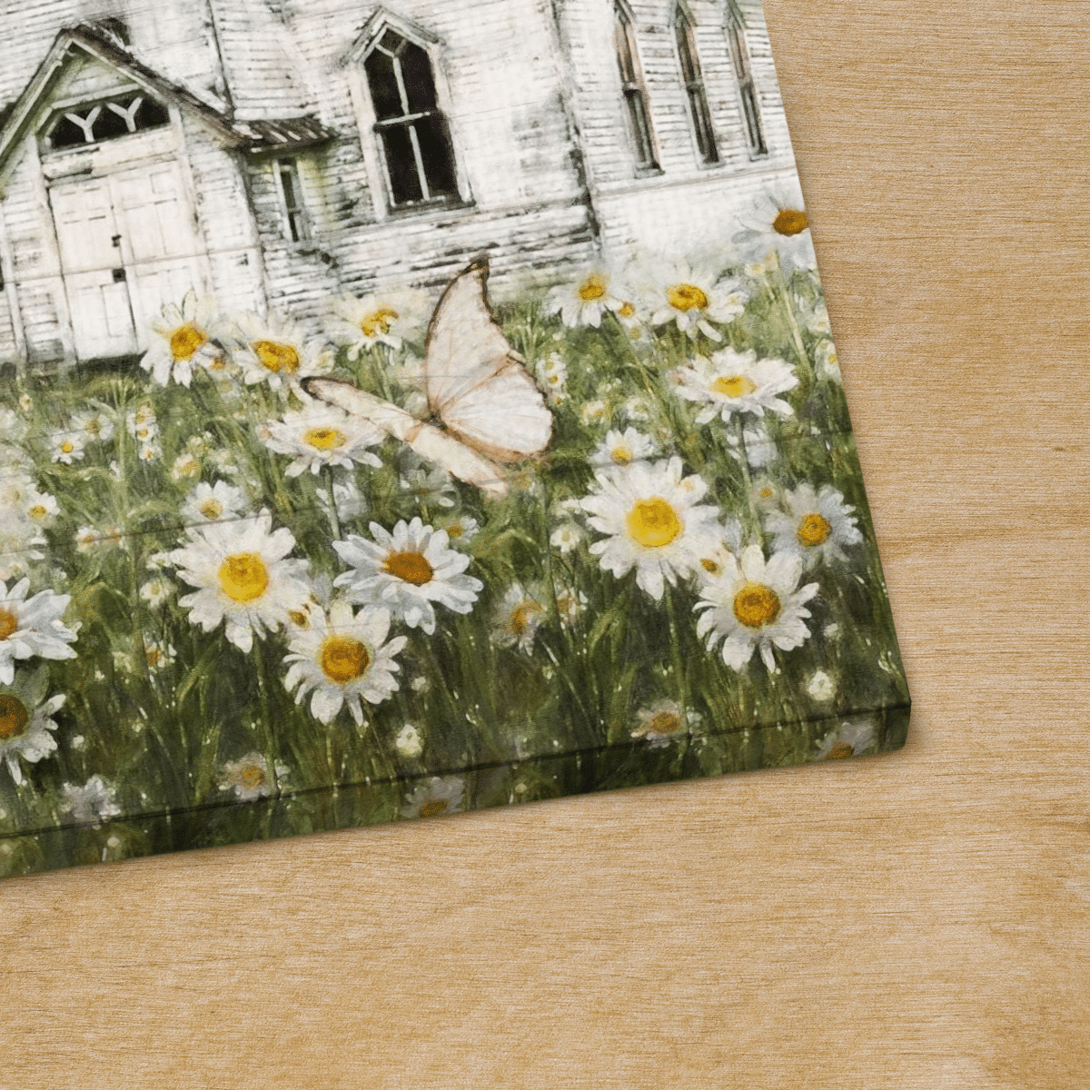 Dear God, I Know That I'M Not Perfect, I Know Sometimes I Forget To Pray, I Have Questioned My Faith, White Church, Daisy Flower, Cross, God Canvas, Christian Wall Art