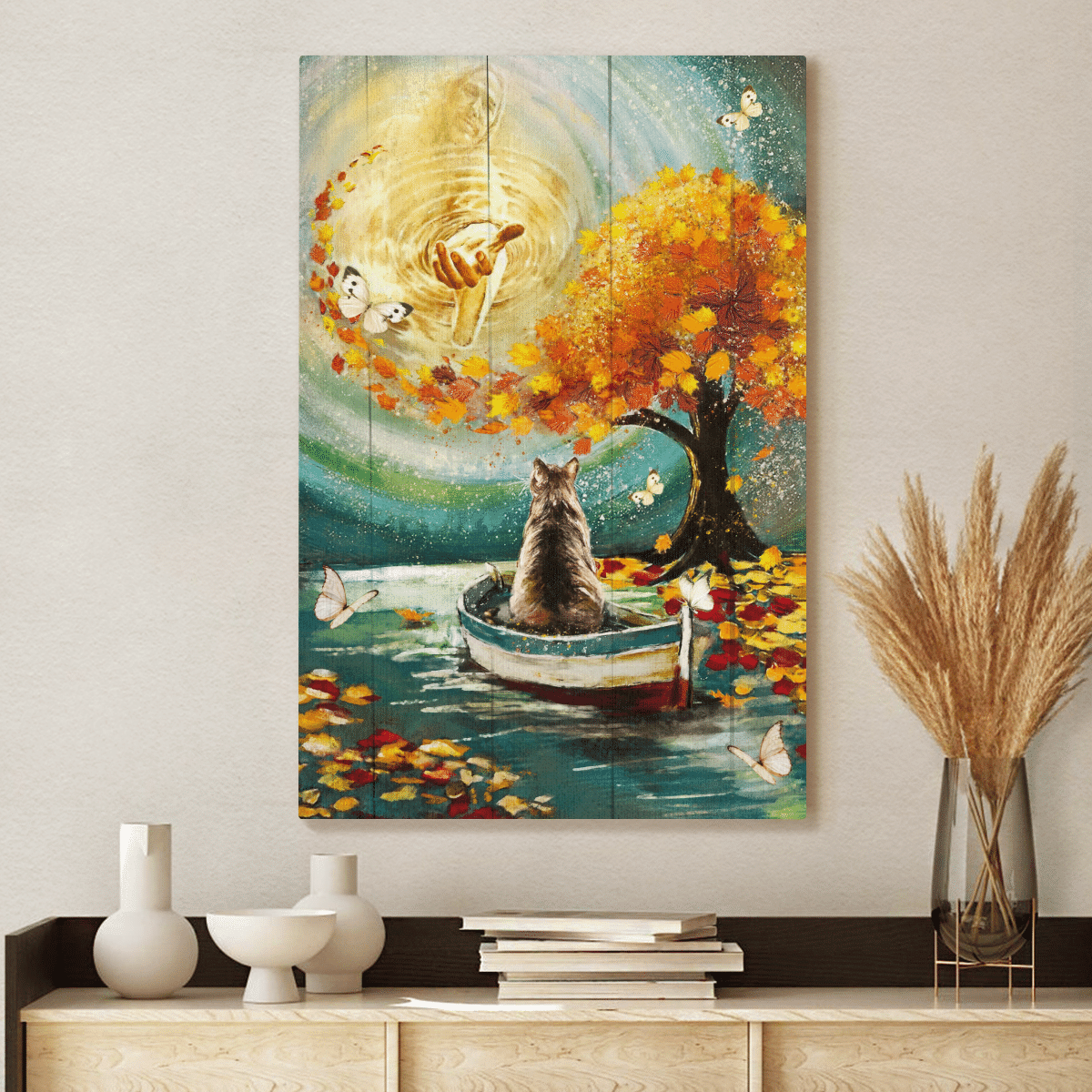 Hand Of God, Fall, Cat, Boat, Fall Tree, God Canvas, Christian Wall Art, Home Decor